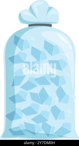 Transparent plastic bag full of ice cubes for cooling drinks in a realistic style isolated on white background Stock Vector
