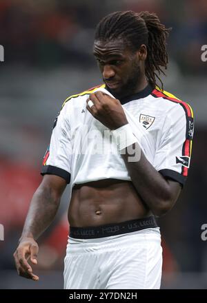 Milan, Italy. 27th Sep, 2024. Kialonda Gaspar of US Lecce reacts during the Serie A match at Giuseppe Meazza, Milan. Picture credit should read: Jonathan Moscrop/Sportimage Credit: Sportimage Ltd/Alamy Live News Stock Photo