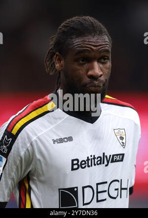 Milan, Italy. 27th Sep, 2024. Kialonda Gaspar of US Lecce reacts during the Serie A match at Giuseppe Meazza, Milan. Picture credit should read: Jonathan Moscrop/Sportimage Credit: Sportimage Ltd/Alamy Live News Stock Photo