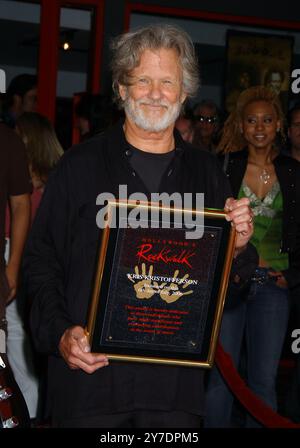 Hollywood, USA. 29th Sep, 2024. Artist, singer, songwriter, actor and activist Kris Kristofferson, 88 years old passed away peacefully at home in Maui, Hawaii on September 28, surrounded by family. -------------------------------------------------- July 6, 2006 Hollywood, Ca. Kris Kristofferson Hollywood's RockWalk Induction Ceremony Honoring Kris Kristofferson And Waylon Jennings Held At The Guitar Center © Tammie Arroyo/AFF-USA.COM Credit: AFF/Alamy Live News Stock Photo