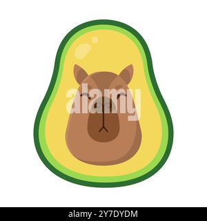 Cute capybara - avocado. Vector illustration. Stock Vector