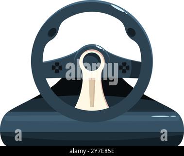 Modern racing simulator steering wheel standing on a table Stock Vector