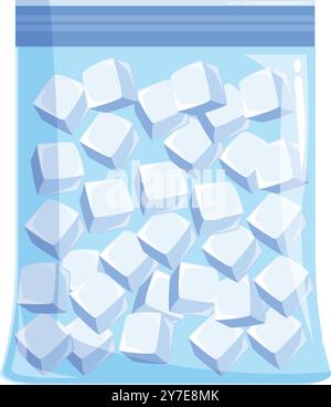 Transparent plastic bag is holding many ice cubes, perfect for cooling down drinks Stock Vector