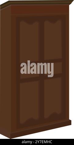 Isolated Almirah Vector Illustration Graphic. brown cupboard vector illustration, isolated on white background for education Stock Vector