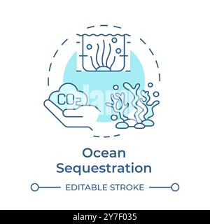 Ocean sequestration soft blue concept icon Stock Vector