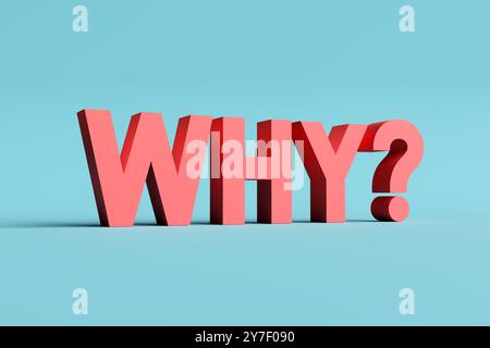 3d rendering of the word why with a big question mark, inspiring curiosity and prompting inquiry. 3d render. Stock Photo