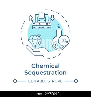 Chemical sequestration soft blue concept icon Stock Vector