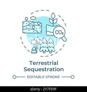 Terrestrial sequestration soft blue concept icon Stock Vector
