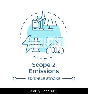 Scope 2 emissions soft blue concept icon Stock Vector