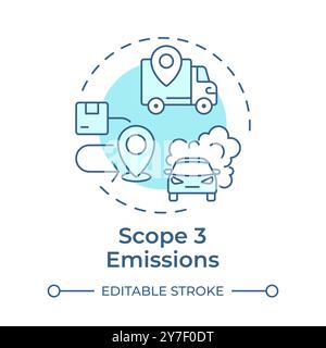 Scope 3 emissions soft blue concept icon Stock Vector