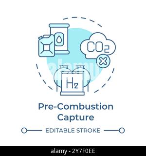 Pre-combustion capture soft blue concept icon Stock Vector