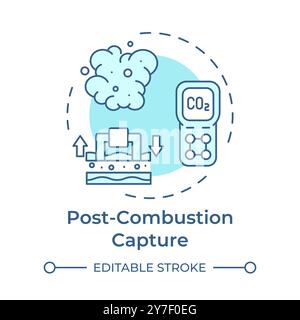 Post-combustion capture soft blue concept icon Stock Vector