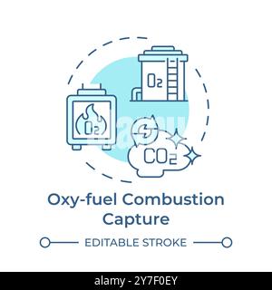 Oxy-fuel combustion capture soft blue concept icon Stock Vector