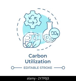 Carbon utilization soft blue concept icon Stock Vector