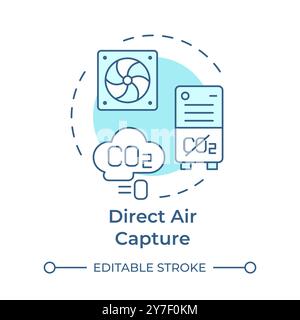 Direct air capture soft blue concept icon Stock Vector