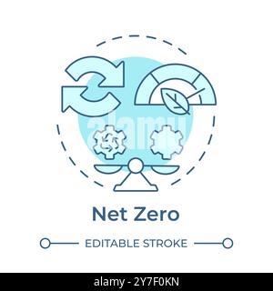 Net zero soft blue concept icon Stock Vector