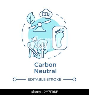 Carbon neutral soft blue concept icon Stock Vector