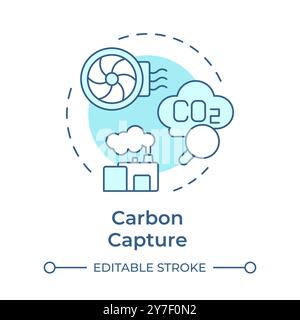 Carbon capture soft blue concept icon Stock Vector