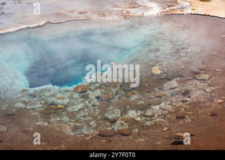 The Geysir Hot Springs in Haukadalsvegur, Iceland During a Summer Day Stock Photo