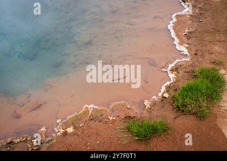 The Geysir Hot Springs in Haukadalsvegur, Iceland During a Summer Day Stock Photo