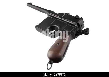 German WWI era pistol model 1896 isolated on white background. Stock Photo