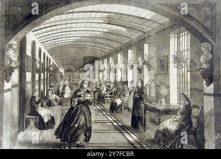 The Royal Hospital of Bethlehem London. The gallery for women. 1860 Stock Photo