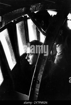 The Statue of Liberty, seen from inside the viewing platform in the torch. 1952. Stock Photo