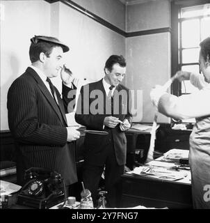 The Goon Show cast, Peter Sellers, Harry Secombe and Spike Milligan in London in 1954.  Photograph by George Douglas Stock Photo