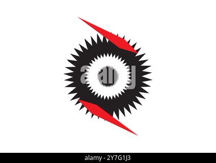 Dynamic Red and Black Geometric Logo of Motion and Intensity Stock Vector