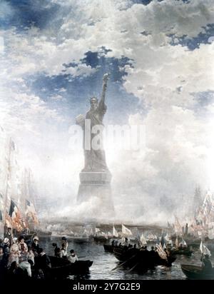 The unveiling of the Statue of Liberty by Frances G Mayer. Stock Photo