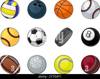 Sport Ball Set Sports Balls Cartoon Games Icons Stock Vector