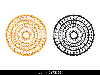 Dual Mandala Patterns: A Study in Contrast and Symmetry For Greeting Cards, Posters, And Backgrounds Stock Vector