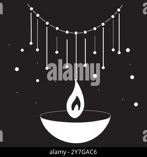 A Minimalist Depiction of Fire and Light in a Modern Artistic Canvas Celebrating Diwali, Eid, Christmas, and Other Religious Festivals Stock Vector
