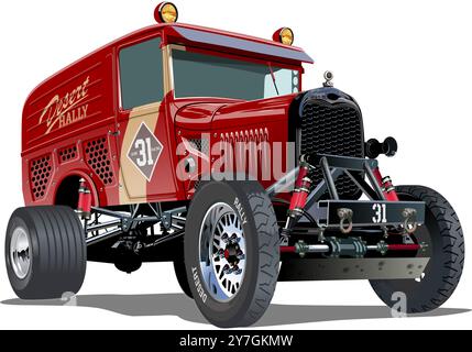 Custom fiction retro race truck concept. Available EPS-10 vector format separated by groups and layers with transparency effects for one-click recolor Stock Vector
