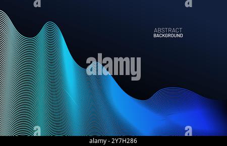 Abstract vector background with blue flowing dynamic wave lines Stock Vector