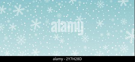 Horisontal background with snowfall. Stock Vector