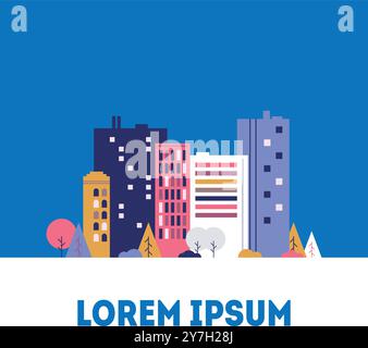 Urban landscape panoramic view. Real estate Stock Vector