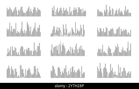 Sound wave collection. Random audio soundwave line. Stock Vector