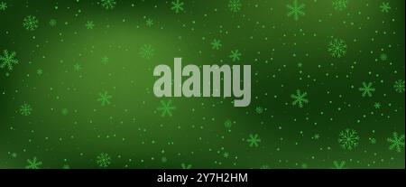 Horisontal green background with snowfall. Stock Vector