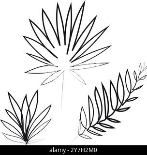 Continuous line botanical art. Stock Vector