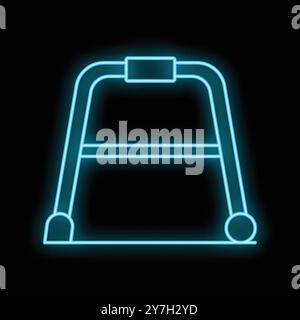 Glowing neon line walker for disabled person icon isolated on black background. Vector Stock Vector
