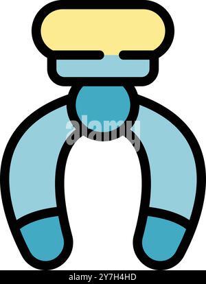 Modern u shaped gripper is holding something carefully with two fingers Stock Vector