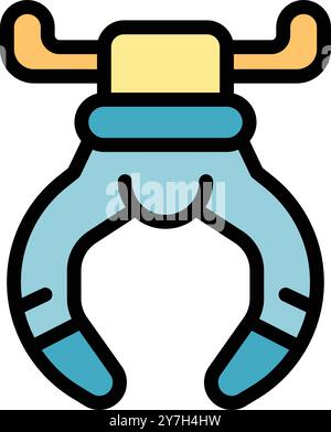 Robot arm manipulator holding with two claws icon, cartoon style Stock Vector