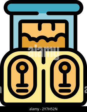 Modern double toaster with two slices of bread inside, a simple design for a kitchen appliance Stock Vector