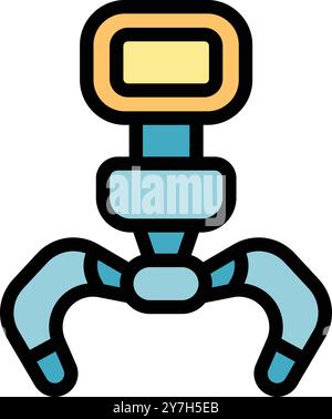 Industrial robot arm picking up object icon, filled outline style Stock Vector