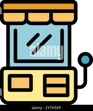 This colorful icon depicts a classic arcade game machine, evoking nostalgia for vintage gaming and entertainment Stock Vector