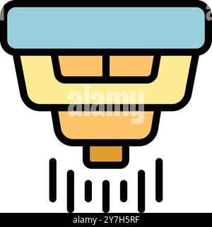 Smoke detector detecting smoke with sensor icon Stock Vector