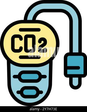 Portable carbon dioxide detection device is measuring co2 level, ensuring air quality safety Stock Vector