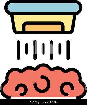 Smoke detector is detecting smoke coming from a fire with sensor icon vector outline for web design isolated on white background Stock Vector