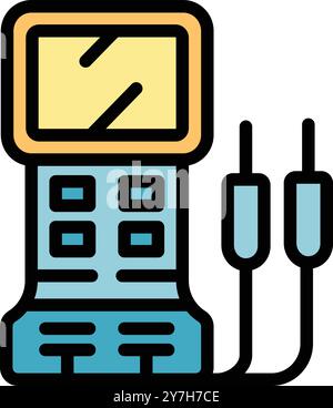 Digital multimeter with probes is measuring electricity Stock Vector